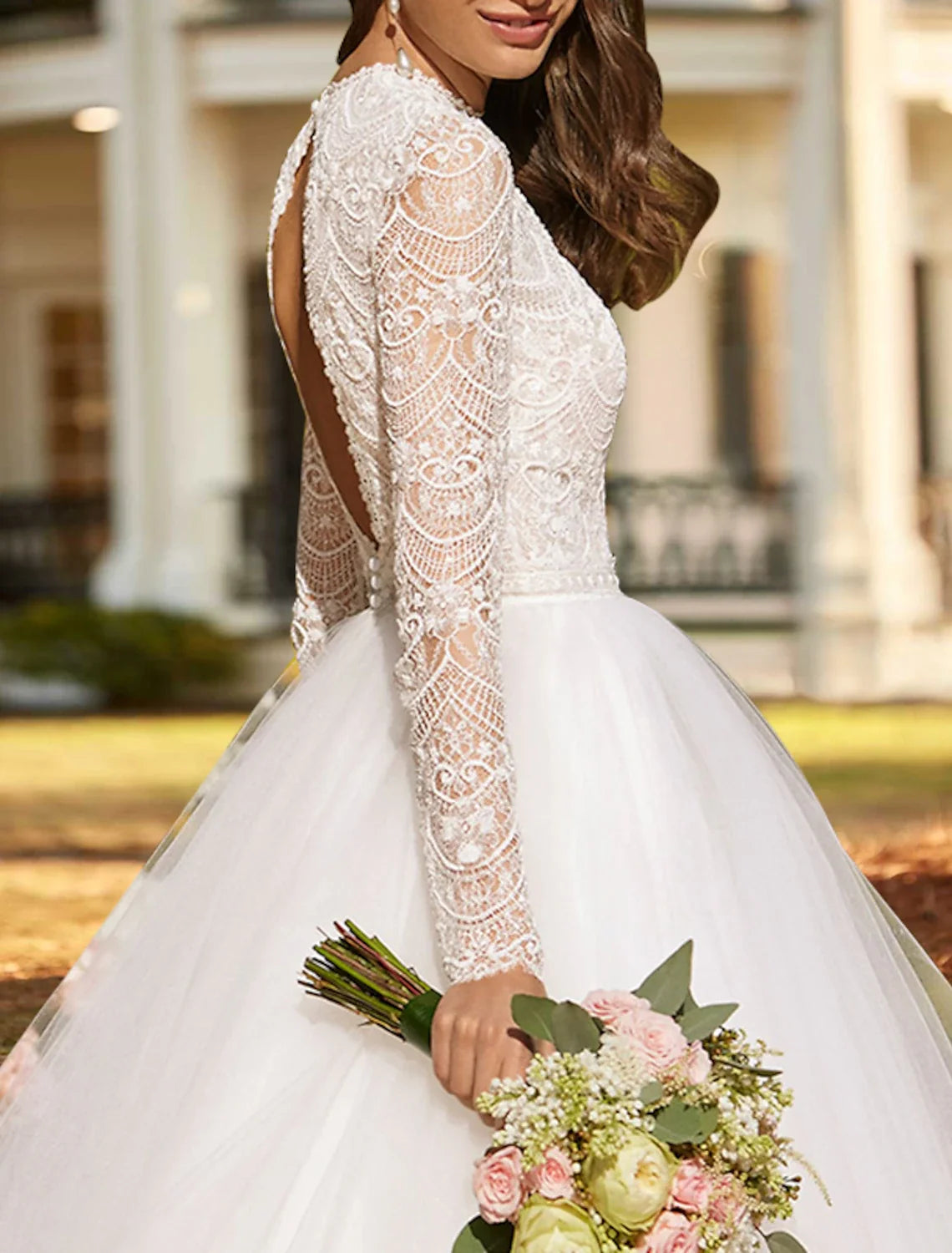 A-Line Sweetheart Lace Pleated Ankle-Length Wedding Gown - Chloe Dress