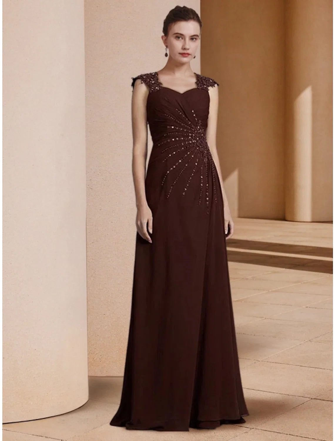 Sheath Chiffon Long Sleeve Floor-Length Wedding Dress - Chloe Dress