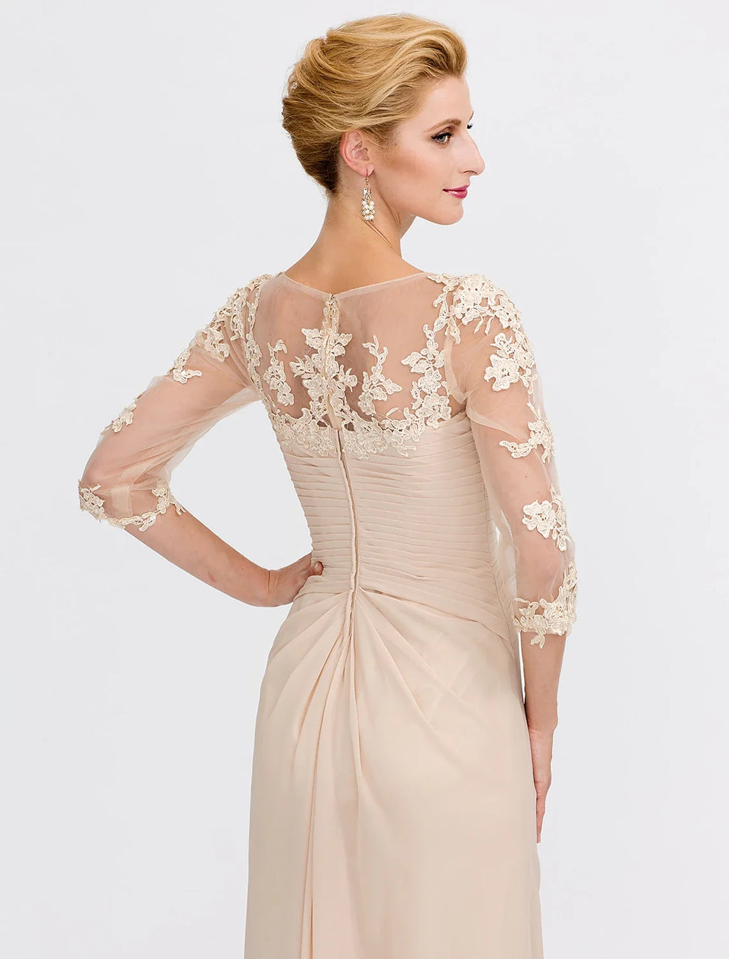 A-Line V-Neck Chiffon Applique Floor-Length Wedding Dress - Chloe Dress