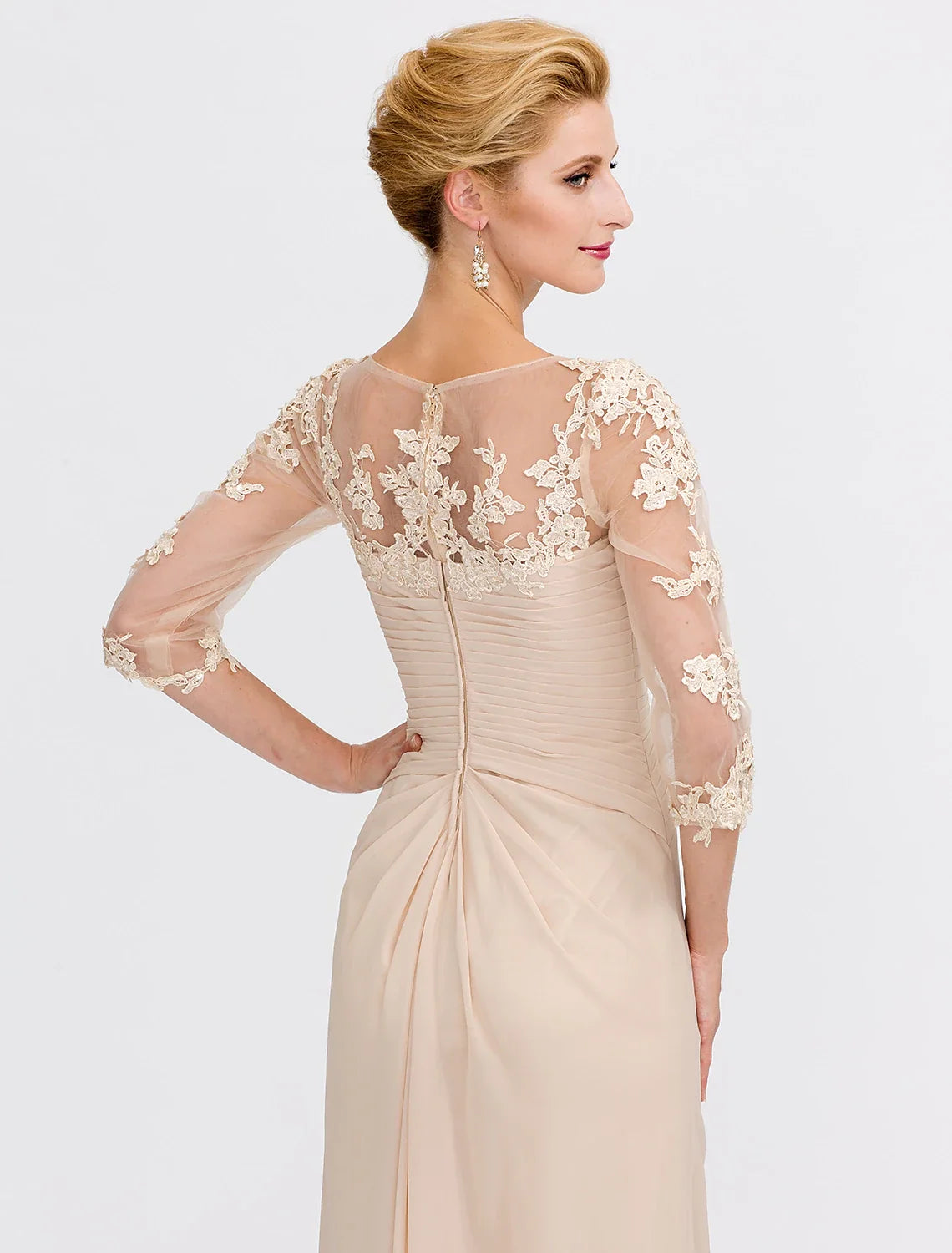 A-Line V-Neck Chiffon Applique Floor-Length Wedding Dress - Chloe Dress