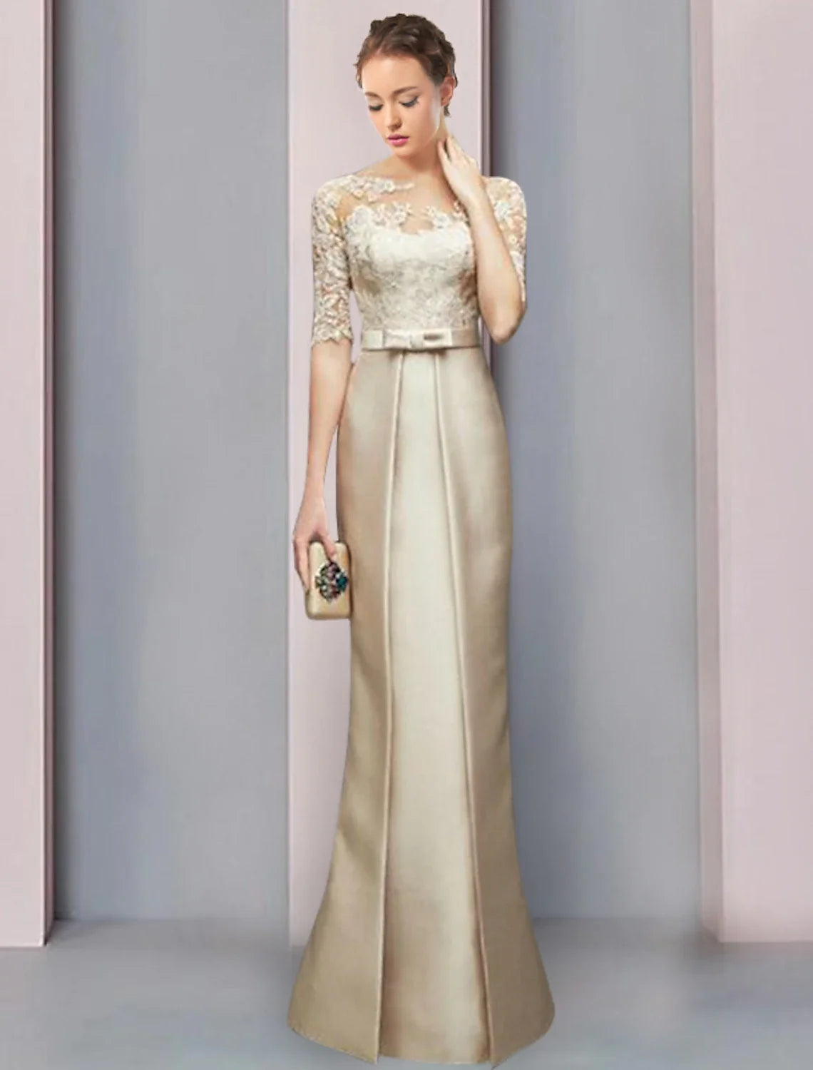 Sheath Satin Floor-Length Wedding Dress - Chloe Dress