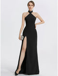 Black Sheath Halter Sleeveless Floor-Length Evening Gown - Chloe Dress