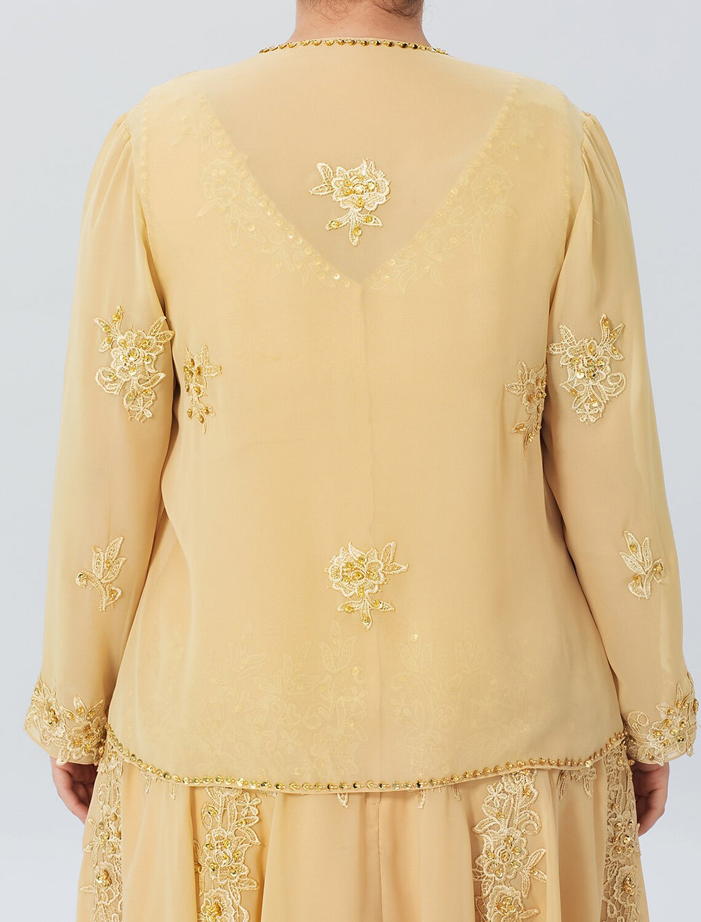 A-Line V-Neck Chiffon Long Sleeve Wrap Formal Dress - Chloe Dress