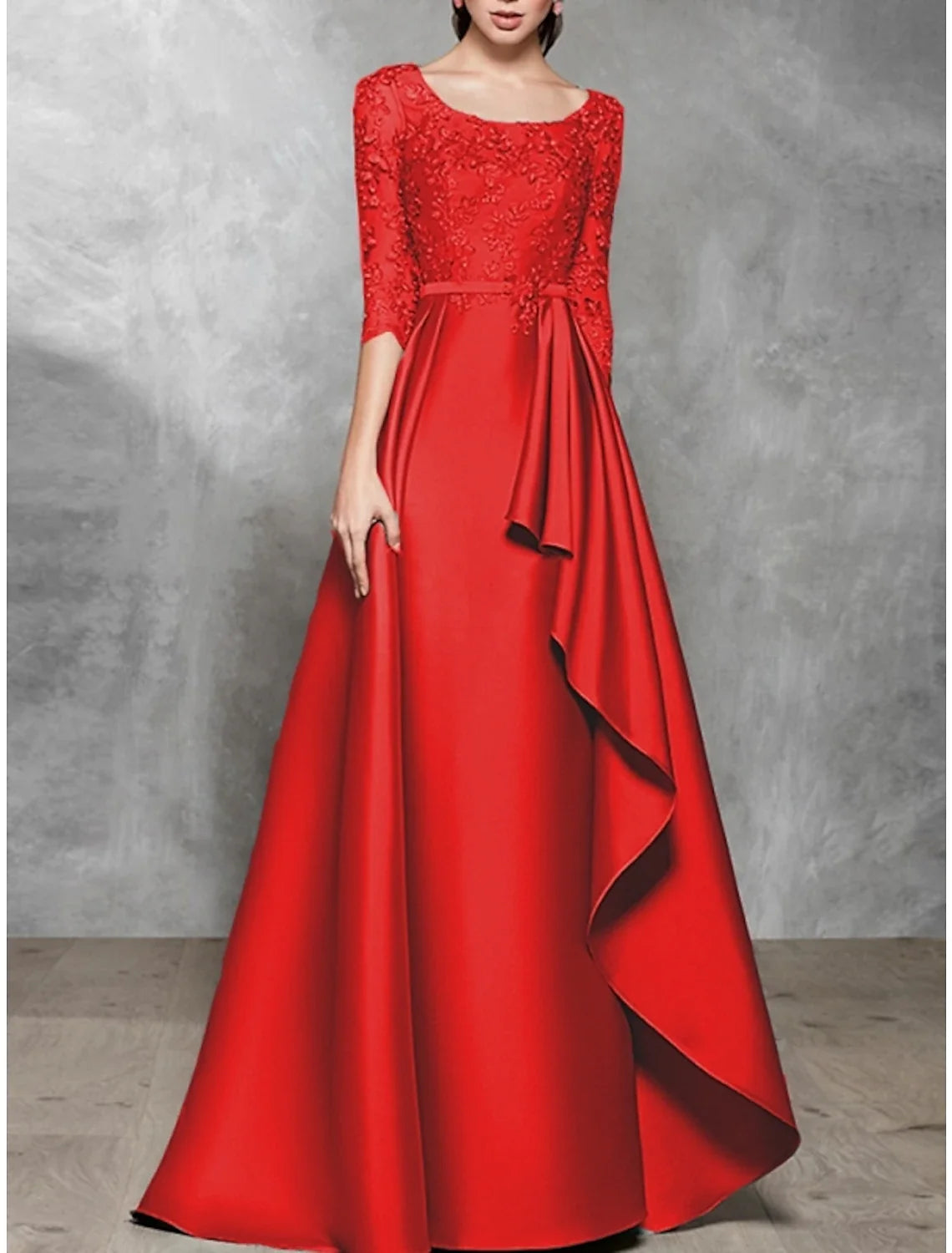 Black A-Line Satin Pleated Floor-Length Evening Gown - Chloe Dress