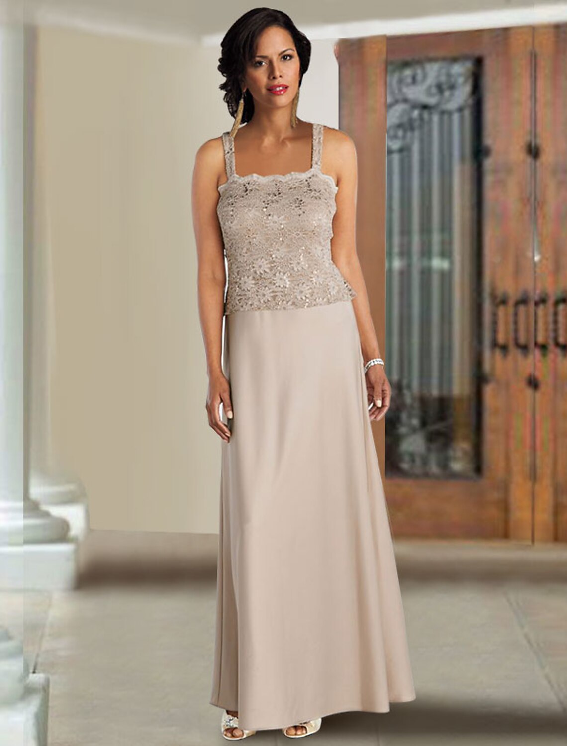 A-Line Spaghetti Strap Chiffon Sleeveless Wrap Floor-Length Dress - Chloe Dress