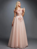 A-Line Off-Shoulder Tulle Sleeveless Train Prom Dress - Chloe Dress
