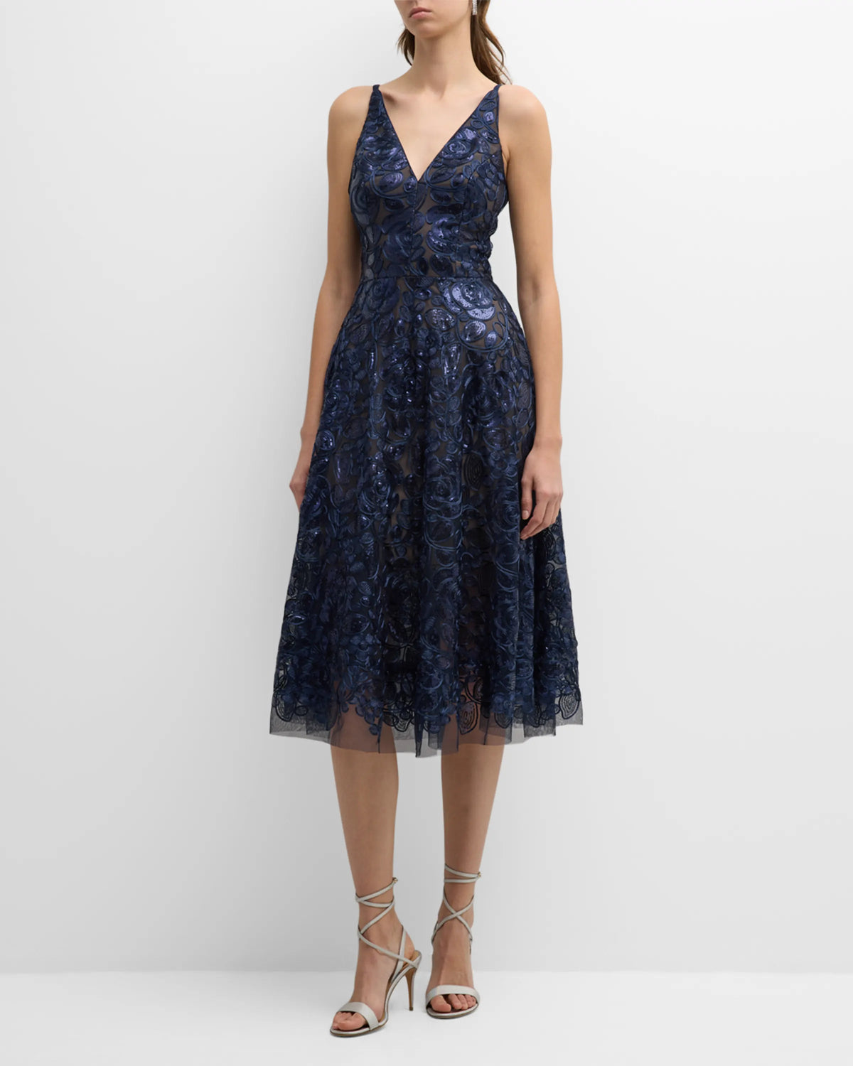 V-Neck Sequin Sleeveless Embroidered Prom Dress - Chloe Dress