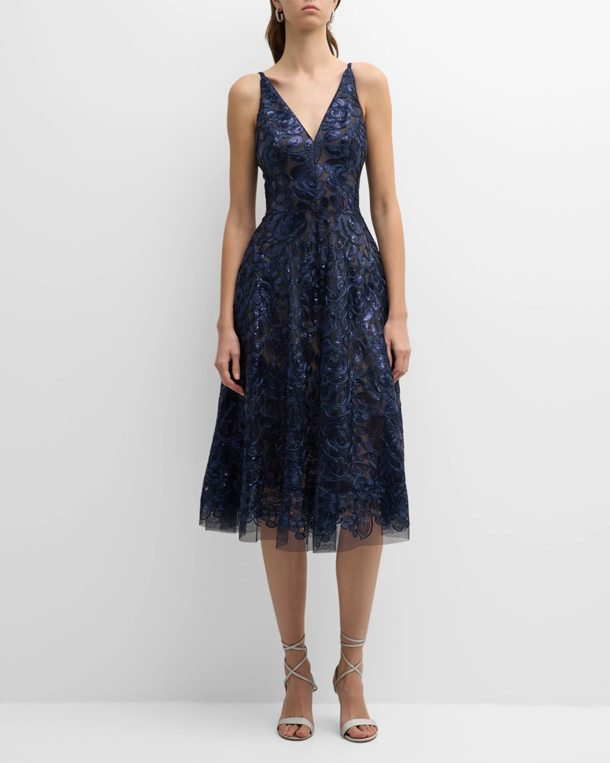 V-Neck Sequin Sleeveless Embroidered Prom Dress - Chloe Dress