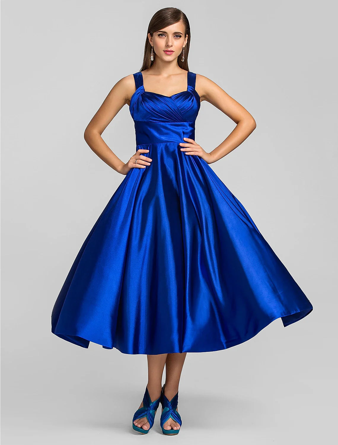 A-Line Square Neck Satin Sleeveless Mini Wedding Dress - Chloe Dress