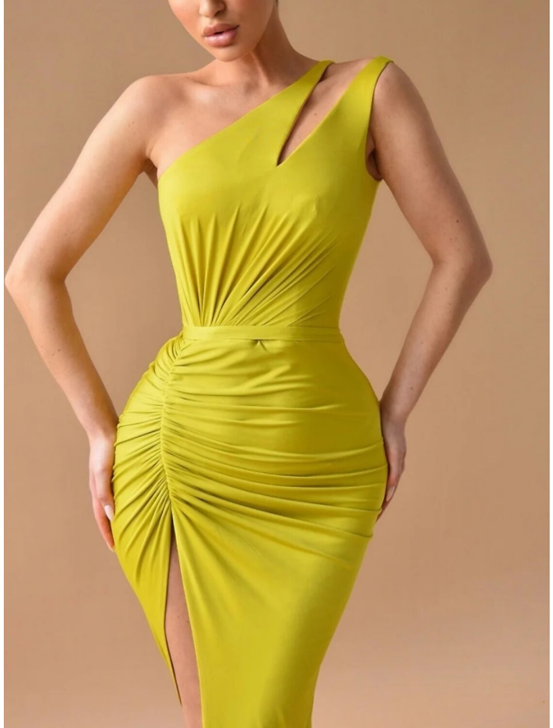 Sheath One-Shoulder Sleeveless High Slit Cocktail Dress - Chloe Dress