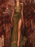 Mermaid V-Neck Sequin Sleeveless Floor-Length Evening Gown - Chloe Dress