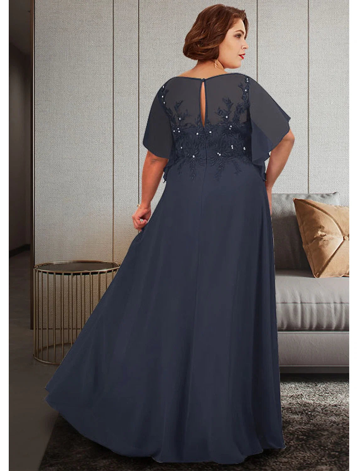 A-Line Chiffon Applique Floor-Length Dress - Chloe Dress
