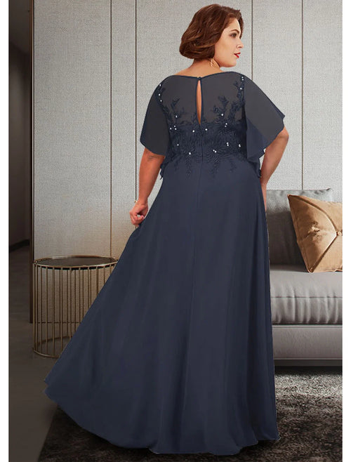 A-Line Chiffon Applique Floor-Length Dress - Chloe Dress