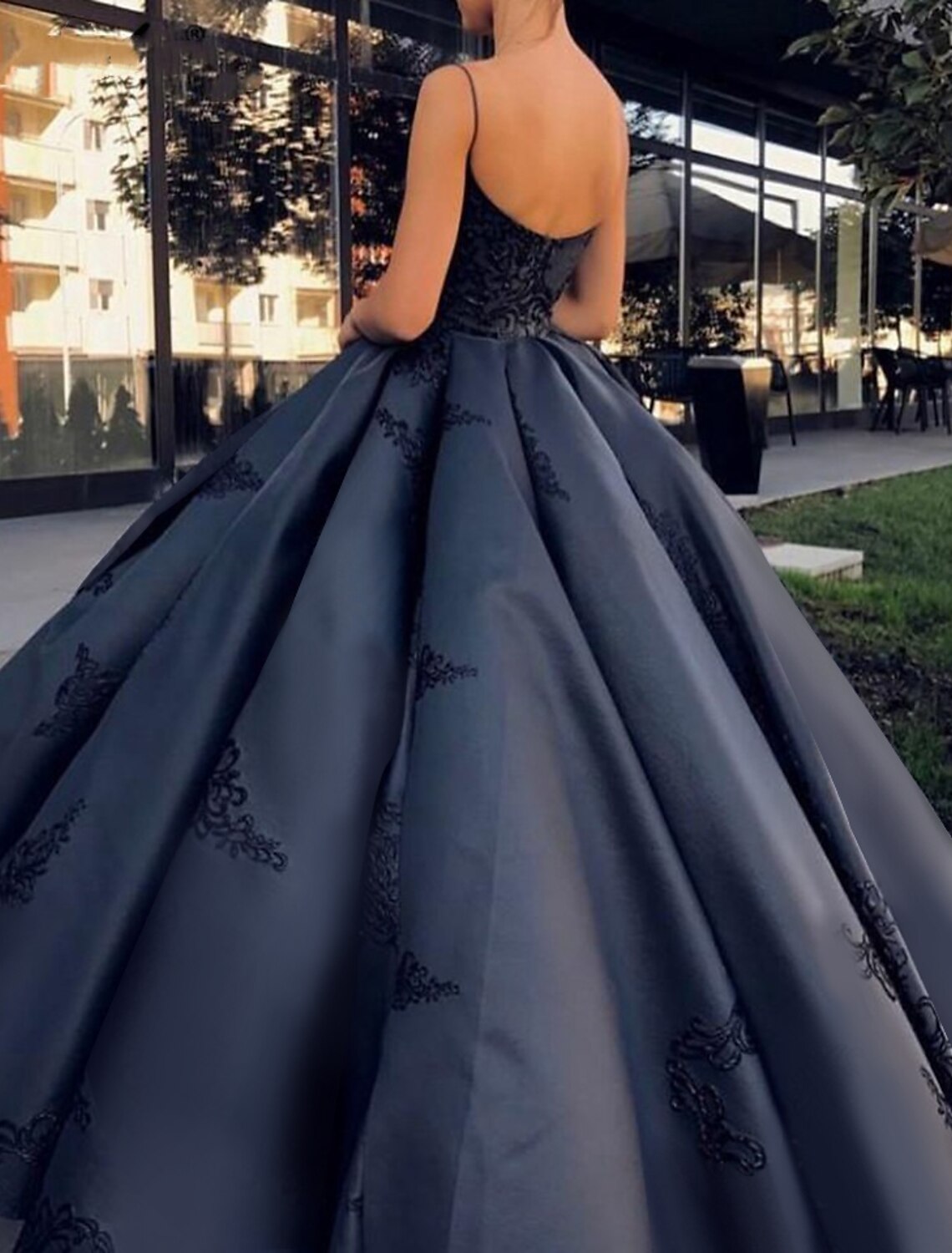 A-Line Spaghetti Strap Lace Sleeveless Applique Floor-Length Prom Dress - Chloe Dress