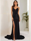 Mermaid Spaghetti Strap Sleeveless High Slit Evening Gown - Chloe Dress