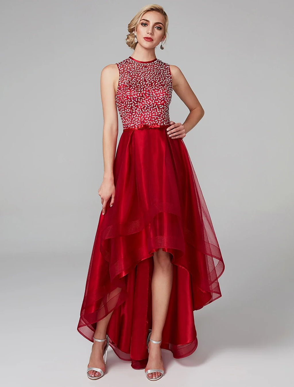 A-Line Satin Sleeveless Asymmetric Wedding Dress - Chloe Dress