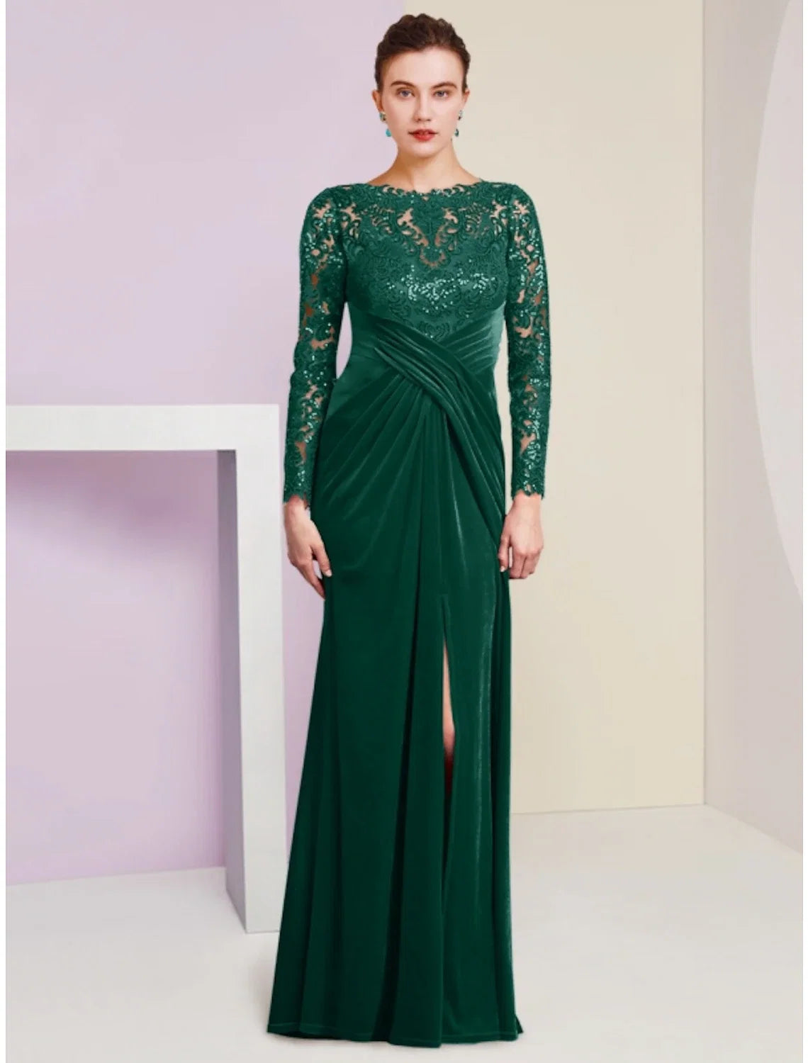 A-Line Lace Long Sleeve Floor-Length Wedding Dress - Chloe Dress