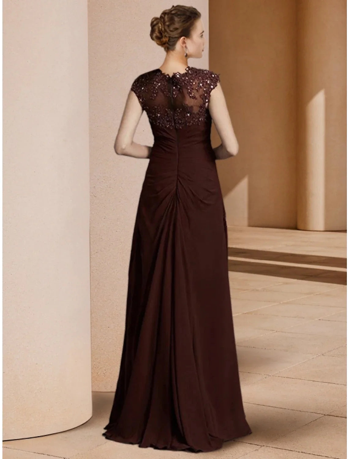 Sheath Chiffon Long Sleeve Floor-Length Wedding Dress - Chloe Dress
