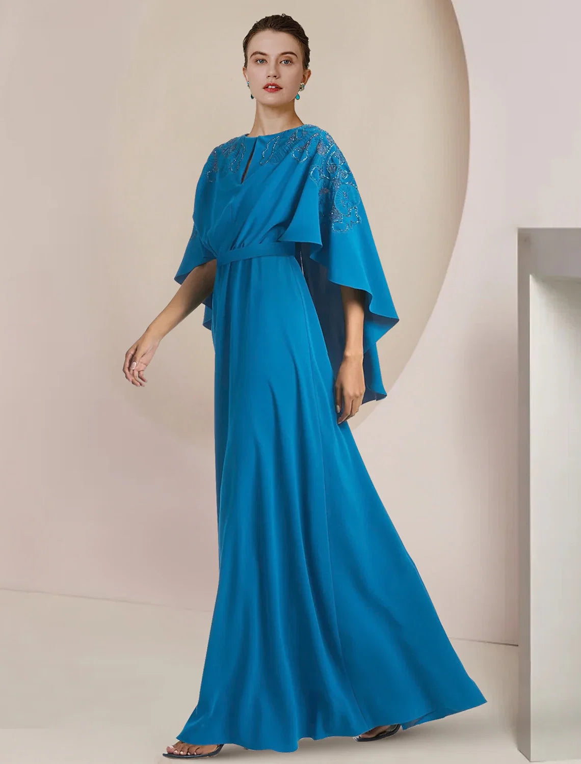 A-Line V-Neck Chiffon Sleeveless Floor-Length Wedding Dress - Chloe Dress