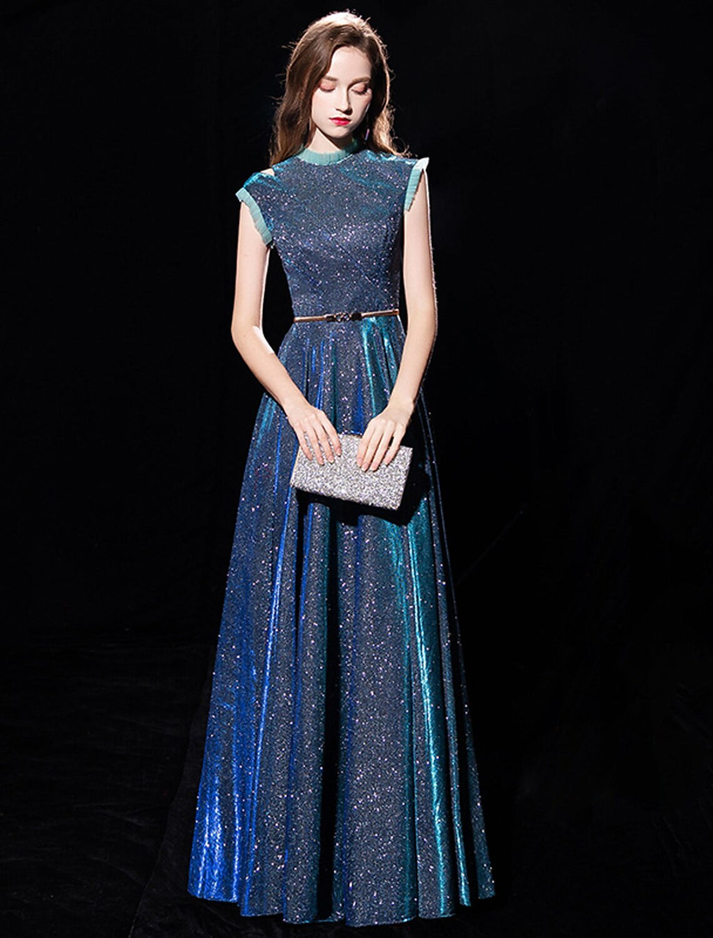 A-Line High Neck Tulle Sleeveless Floor-Length Evening Dress - Chloe Dress