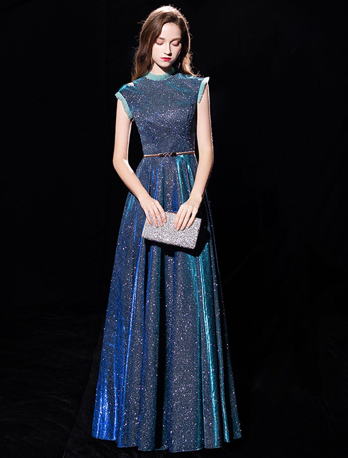 A-Line High Neck Tulle Sleeveless Floor-Length Evening Dress - Chloe Dress