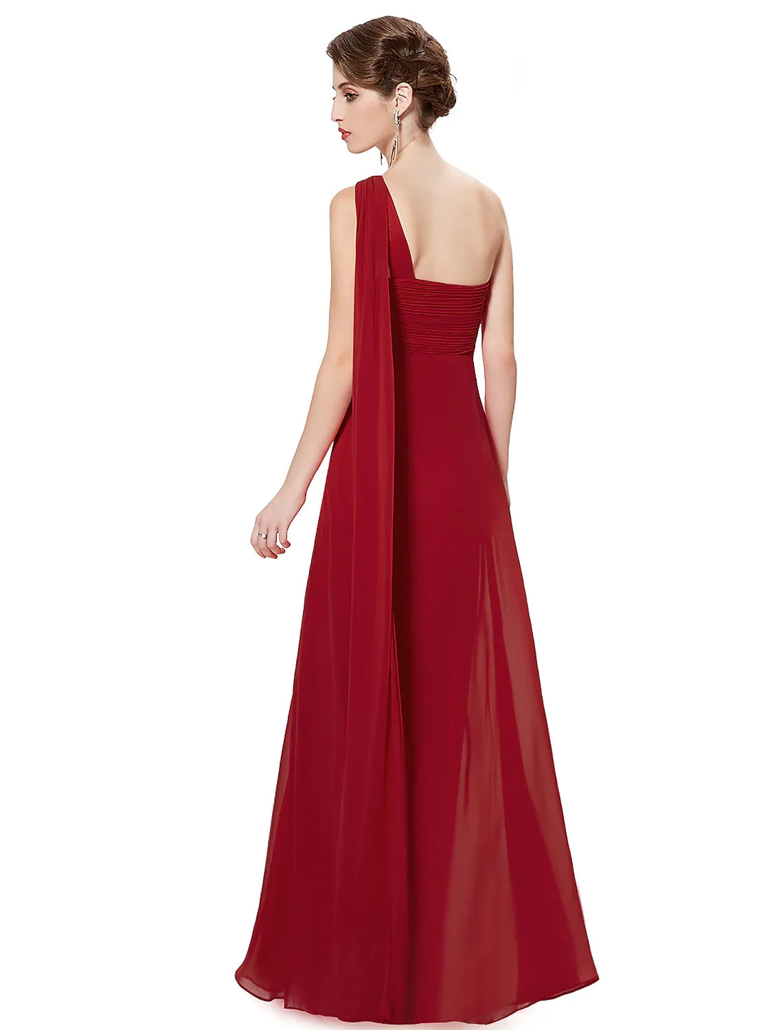 A-Line One-Shoulder Chiffon Sleeveless Backless Pleated Floor-Length Evening Gown - Chloe Dress