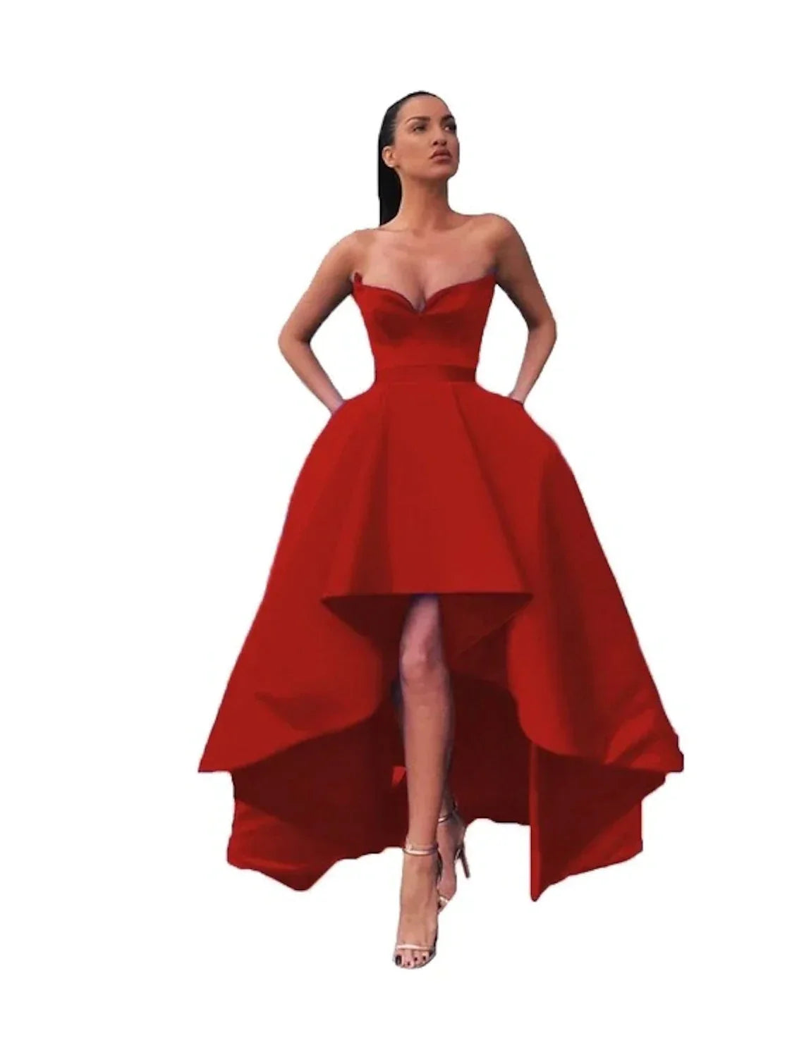 A-Line Off-Shoulder Satin Sleeveless Asymmetric Prom Dress - Chloe Dress