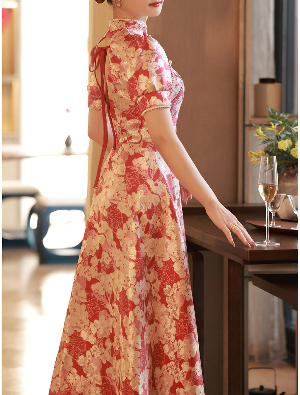 A-Line Satin Floor-Length Evening Gown - Chloe Dress