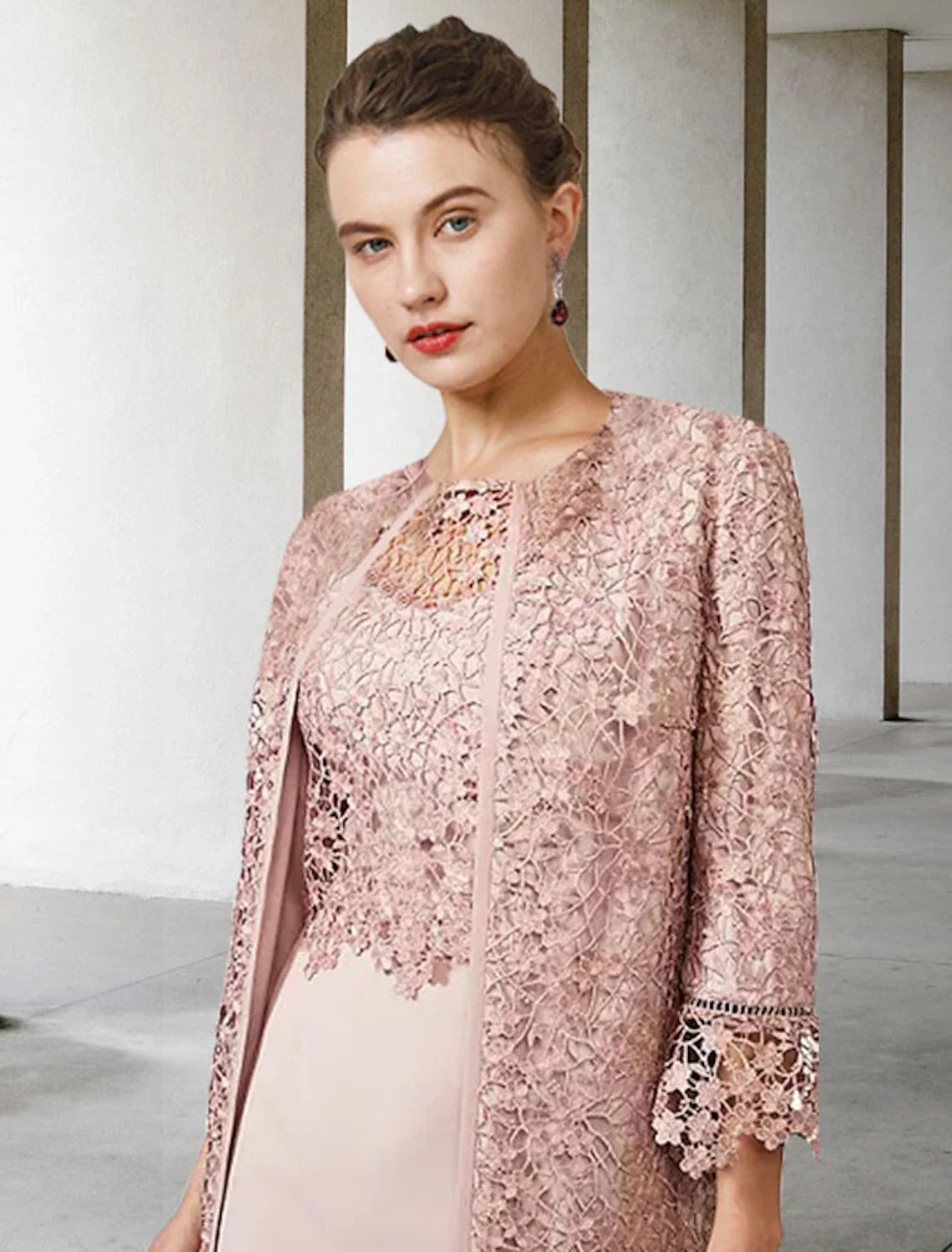 Sheath Chiffon Short Sleeve Applique Mini Dress - Chloe Dress