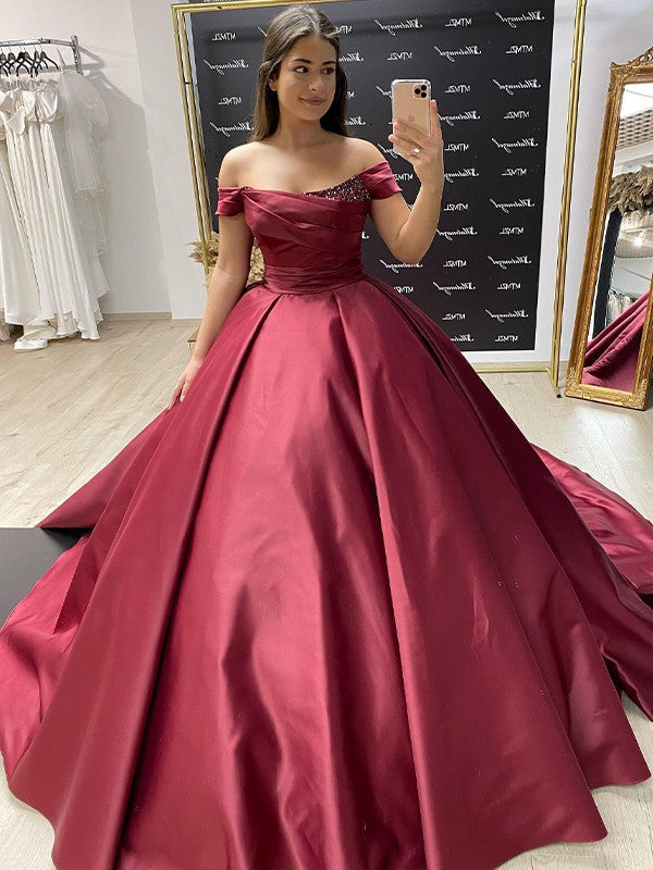 Ball Gown Satin Sleeveless Ruffled Gown - Chloe Dress