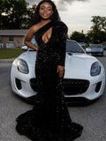 Sheath One-Shoulder Sequin Long Sleeve Train Dress - Chloe Dress