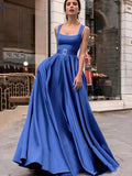 A-Line Satin Sleeveless Ruffled Dress - Chloe Dress