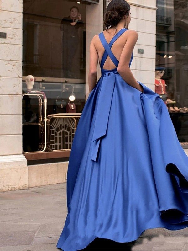 A-Line Satin Sleeveless Ruffled Dress - Chloe Dress