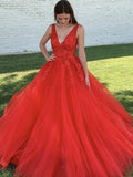 A-Line V-Neck Tulle Sleeveless Train Dress - Chloe Dress