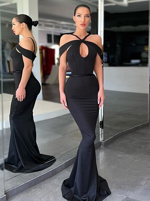 Mermaid Crepe Sleeveless Train Dress - Chloe Dress