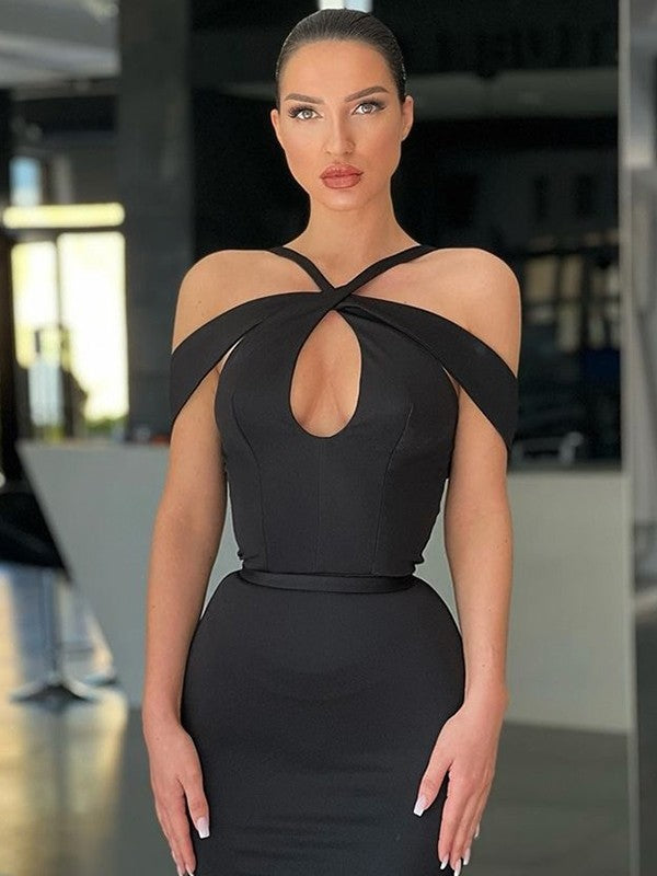 Mermaid Crepe Sleeveless Train Dress - Chloe Dress