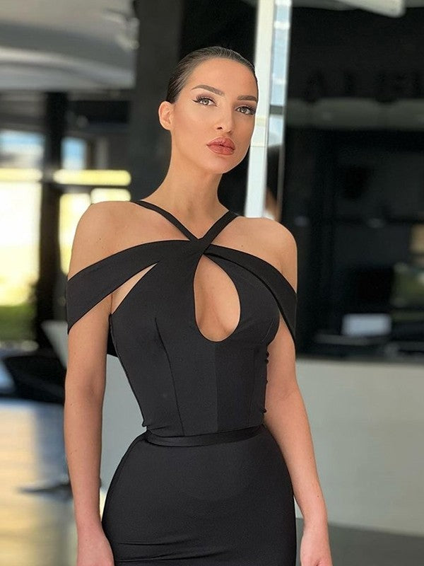 Mermaid Crepe Sleeveless Train Dress - Chloe Dress