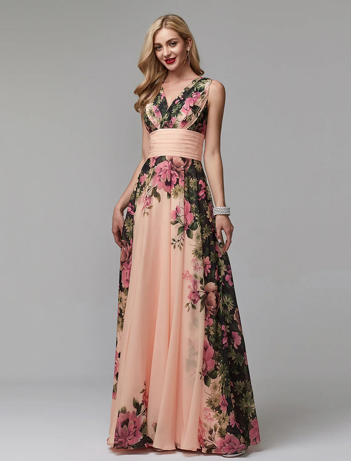 A-Line V-Neck Chiffon Sleeveless Floor-Length Wedding Dress - Chloe Dress