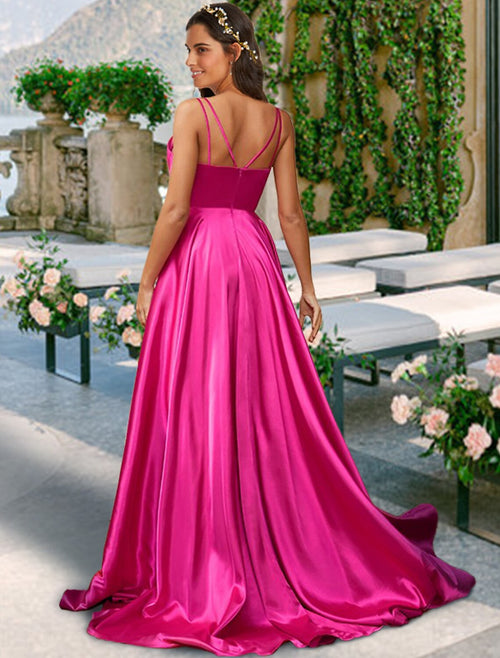 A-Line V-Neck Sleeveless Pleated Wedding Dress - Chloe Dress