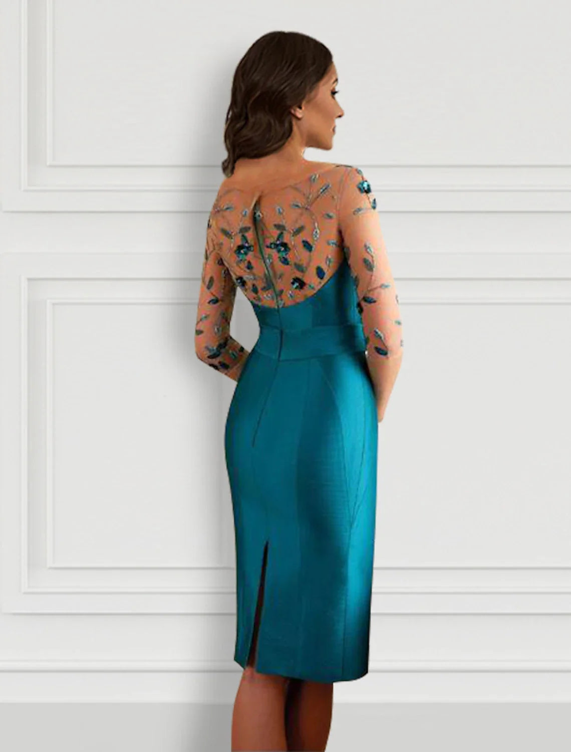 Sheath Satin Open Back High Slit Knee-Length Cocktail Dress - Chloe Dress