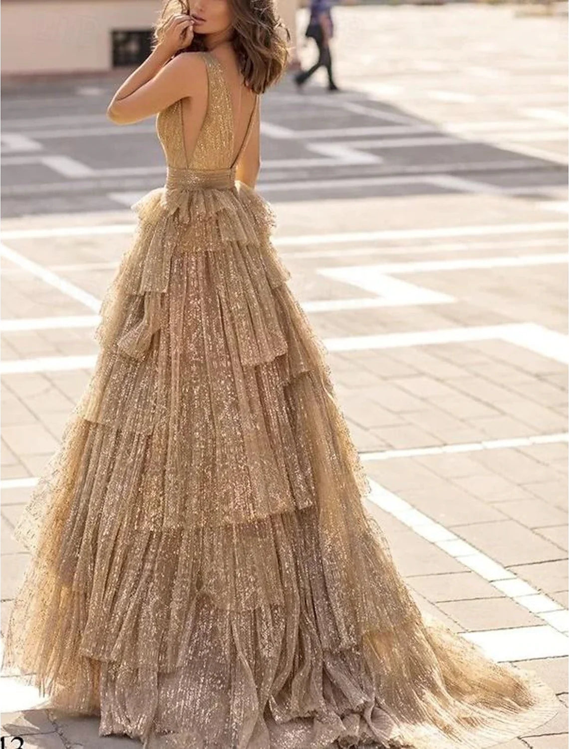 A-Line V-Neck Tulle Sleeveless Floor-Length Prom Gown - Chloe Dress