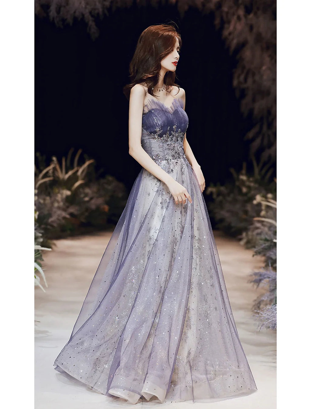 A-Line Strapless Satin Sleeveless Floor-Length Evening Dress - Chloe Dress