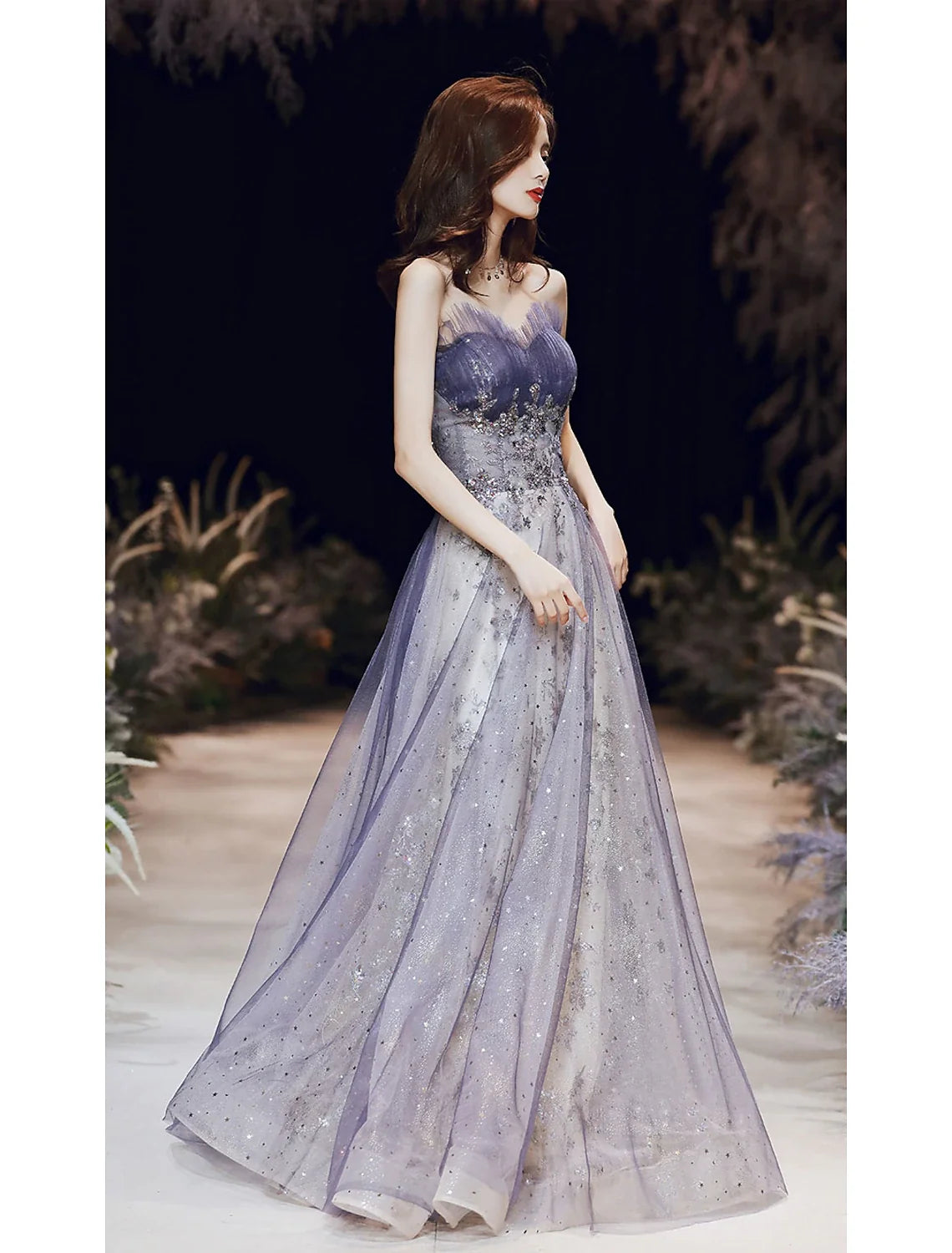 A-Line Strapless Satin Sleeveless Floor-Length Evening Dress - Chloe Dress