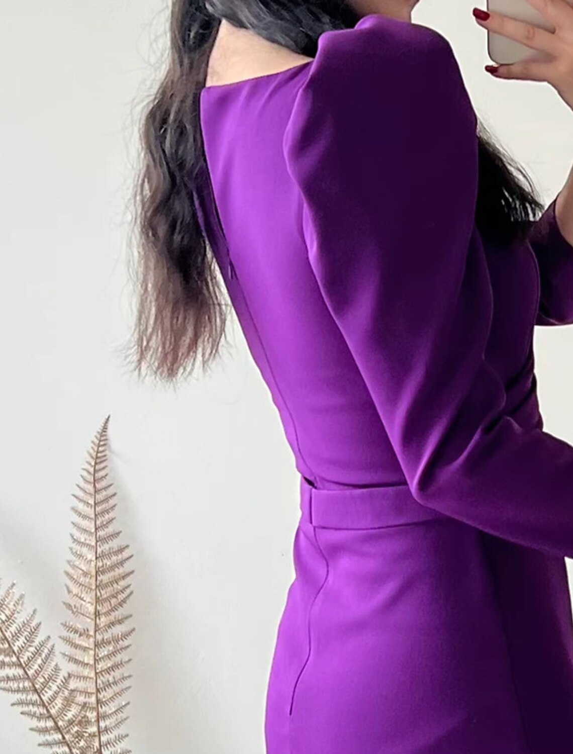 Purple Sheath V-Neck Long Sleeve High Slit Ankle-Length Evening Gown - Chloe Dress