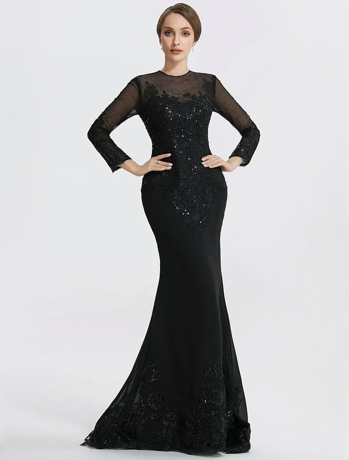 Mermaid Lace Long Sleeve Applique Floor-Length Evening Gown - Chloe Dress