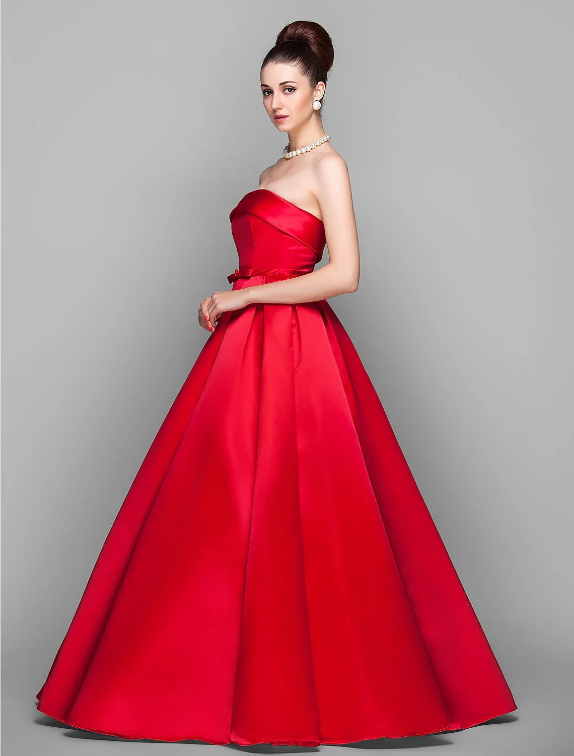 Ball Gown Strapless Satin Sleeveless Floor-Length Prom Gown - Chloe Dress