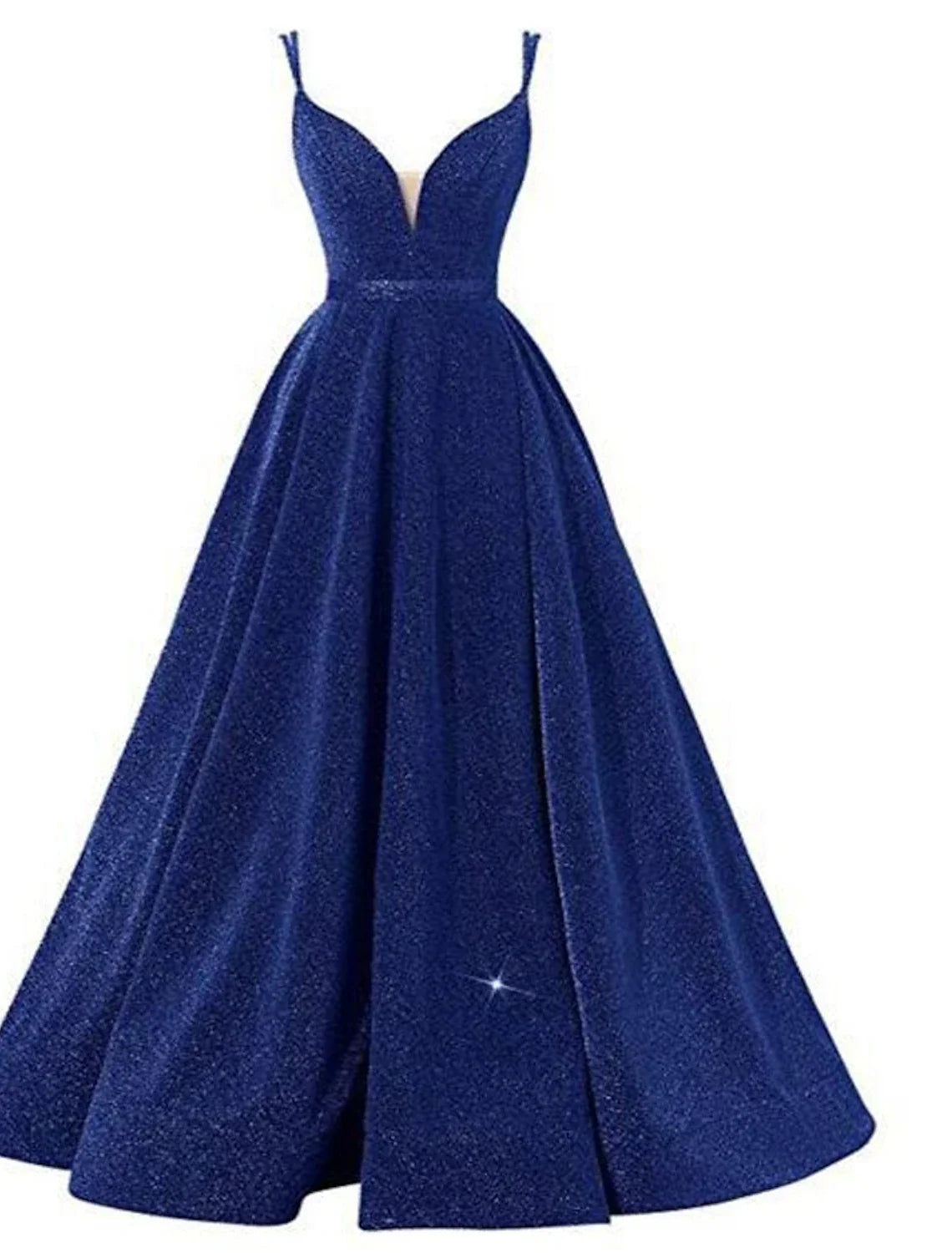 A-Line Spaghetti Strap Sequin Sleeveless Pleated Floor-Length Evening Dress - Chloe Dress