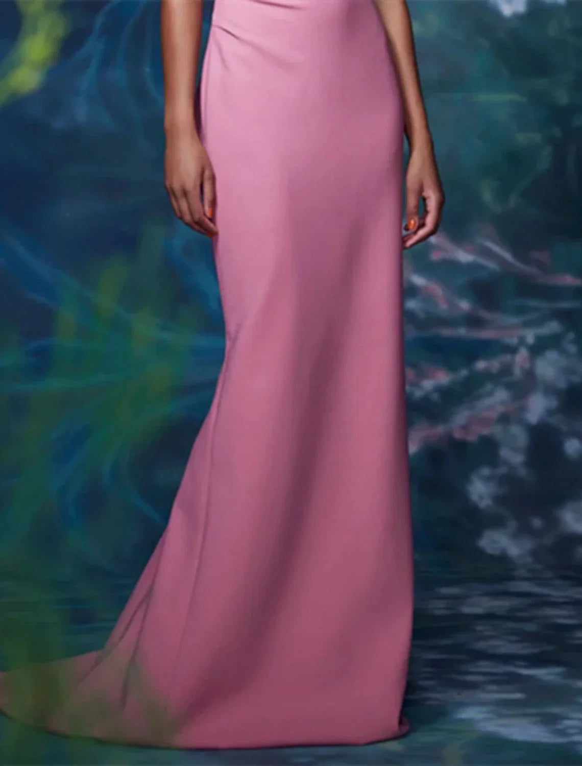Mermaid Off-Shoulder Satin Short Sleeve Backless Train Mini Evening Gown - Chloe Dress