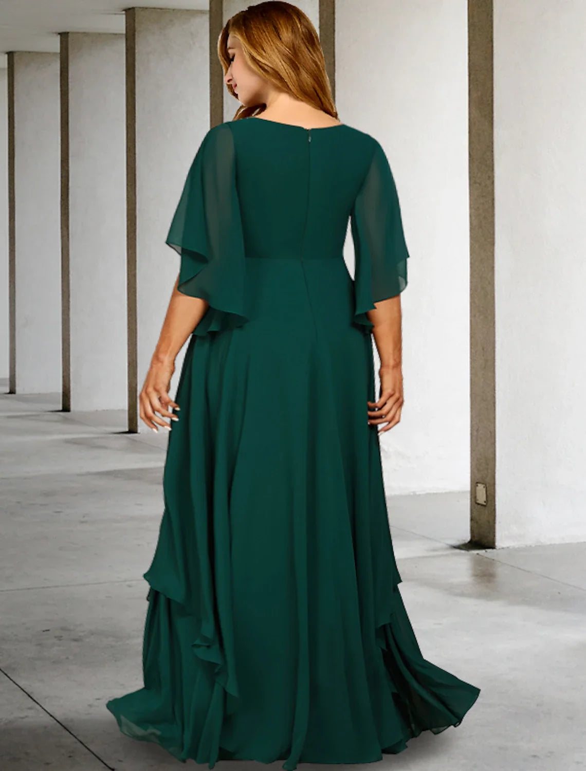 A-Line V-Neck Chiffon Ruffled Formal Dress - Chloe Dress