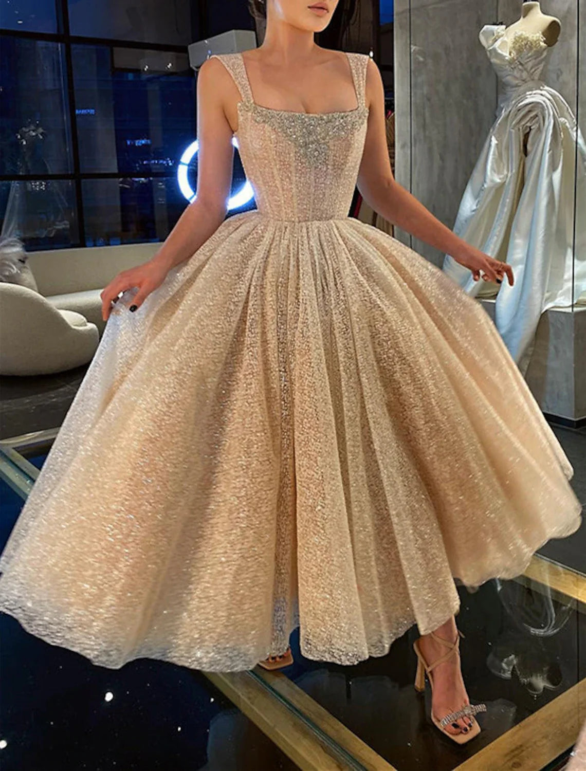 Jimiss Corset Ball Gown Sequin Prom Dress 2026